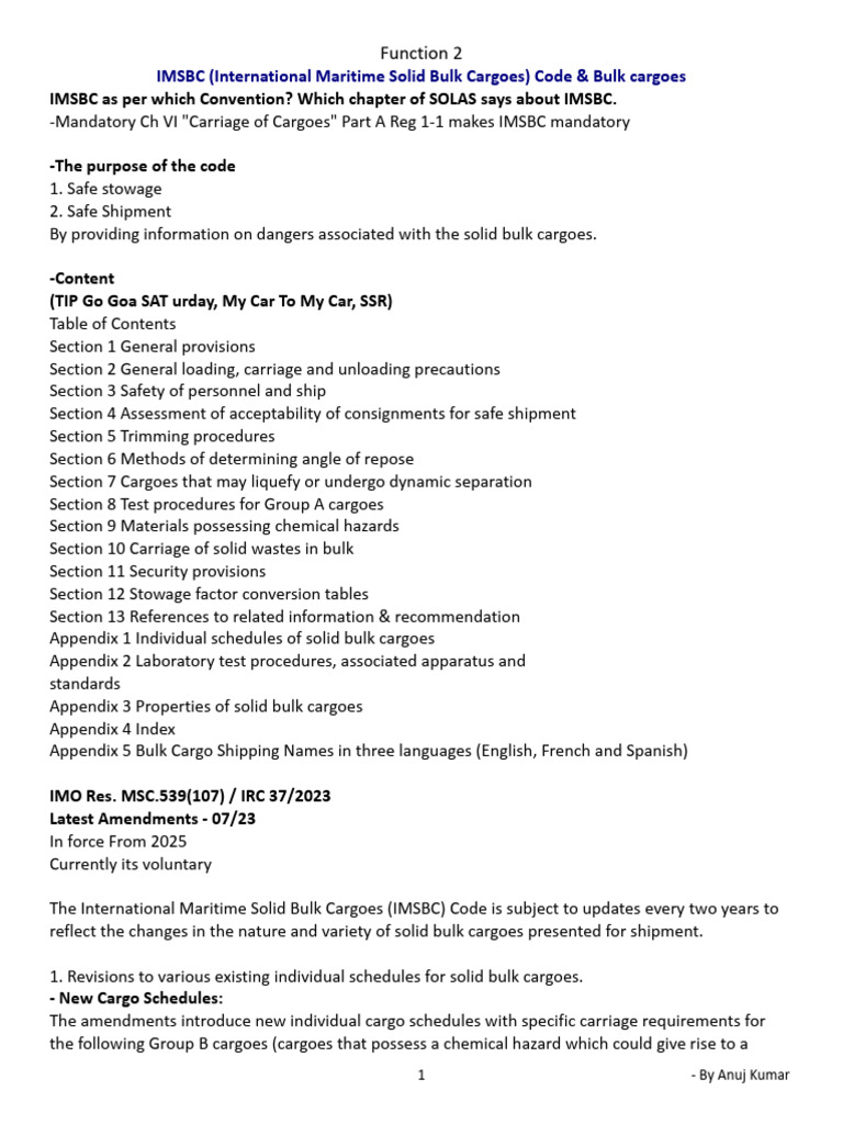 IMSBC Code Overview and Updates | PDF | Dangerous Goods | Cargo