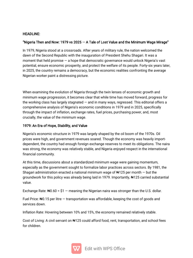 Nigeria's Economic Decline: 1979 vs 2025 | PDF | Cost Of Living | Inflation