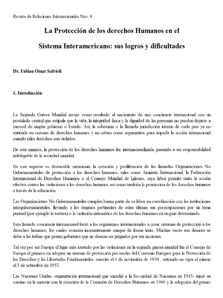 3 - Salvioli - La Proteccion de Los Derechos Humanos en El Sistema ...