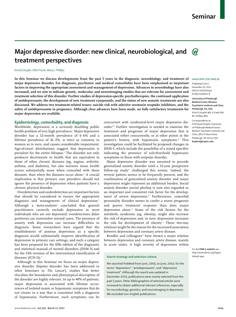 Advances in Major Depressive Disorder | PDF | Major Depressive Disorder ...