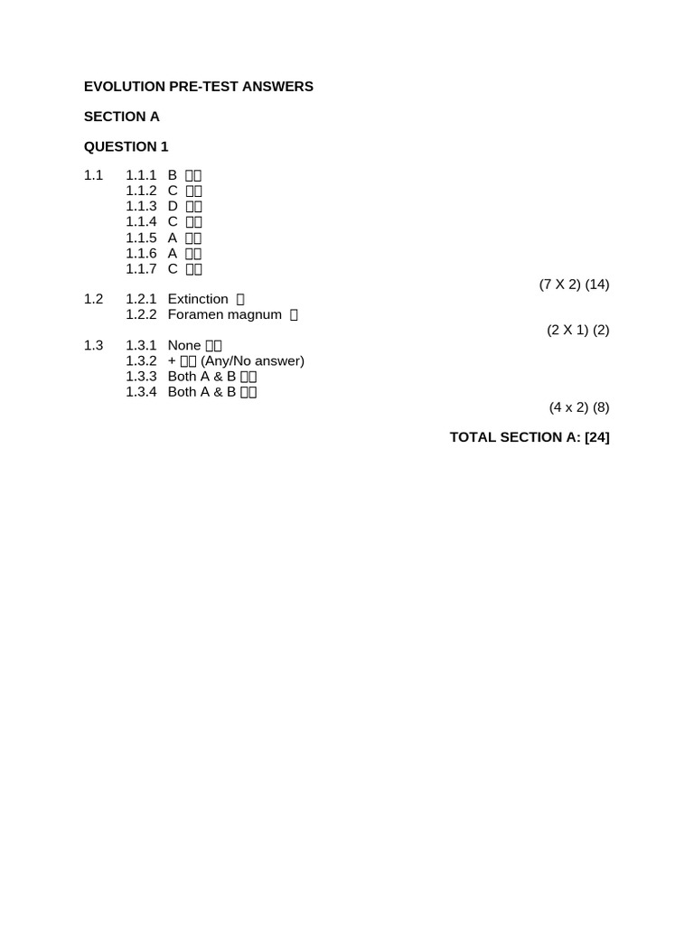 Evolution Pre-Test Answer Key | PDF | Homo | Skull