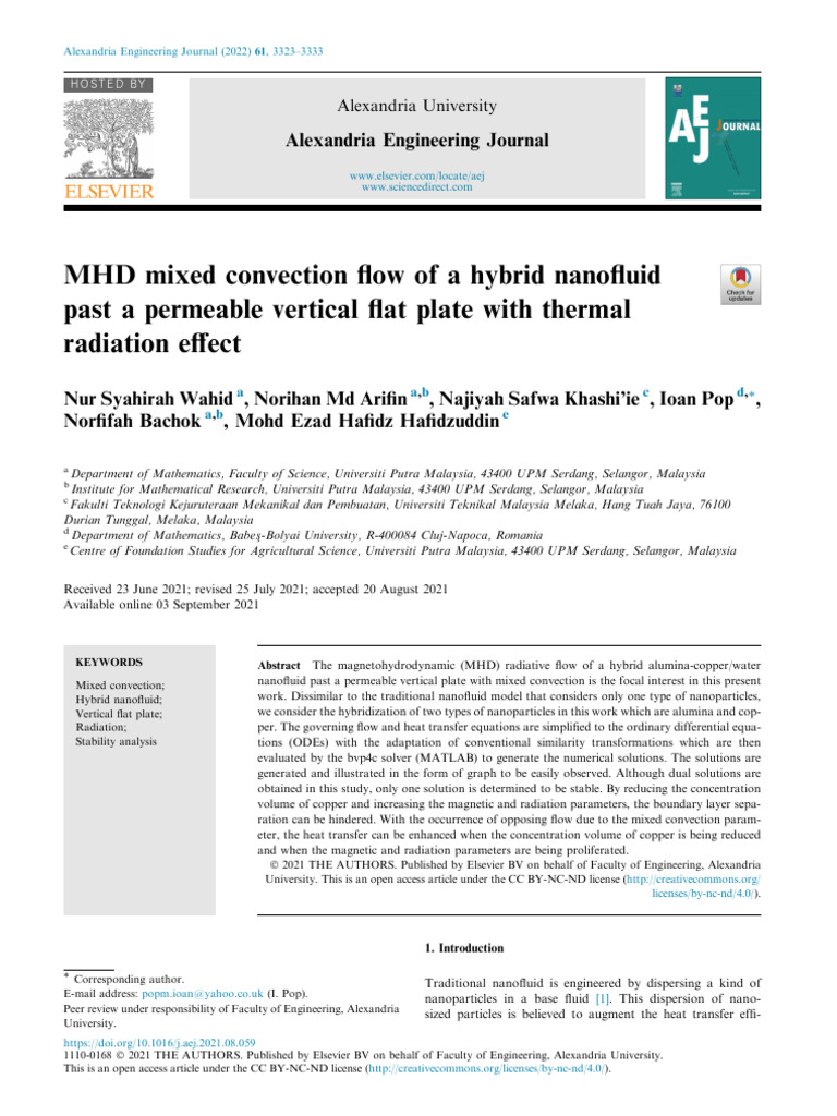 MHD Hybrid Nano-Fluid Flow Analysis | PDF | Magnetohydrodynamics | Heat ...