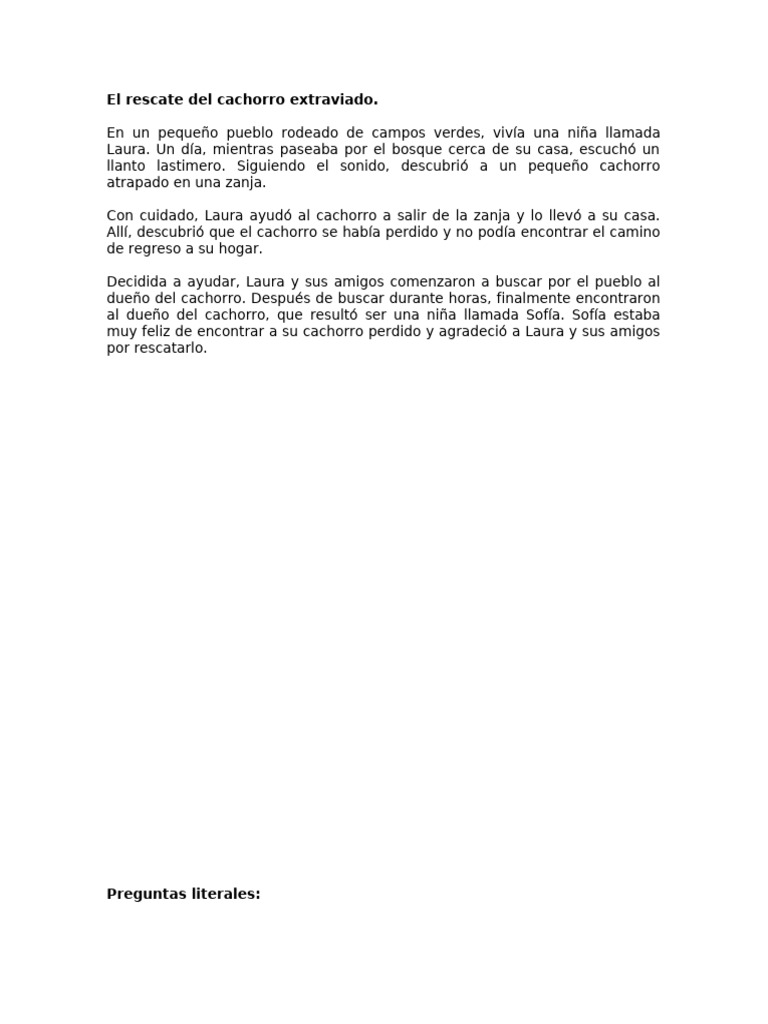El rescate del cachorro extraviado | PDF