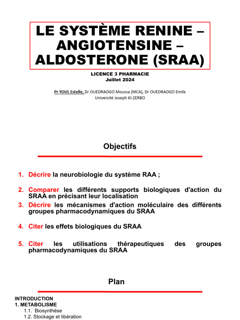 Physiologie du Système RAA et Aldostérone | PDF | Angiotensine ...
