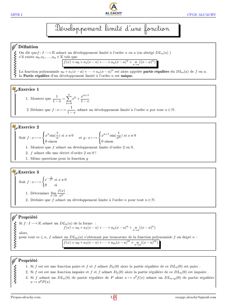 Développements Limités en Mathématiques | PDF | Analyse numérique ...