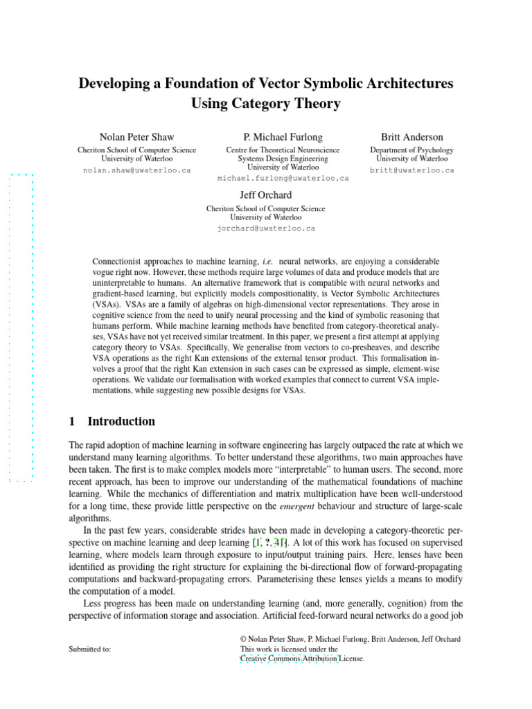 Foundations of Vector Symbolic Architectures | PDF | Vector Space ...