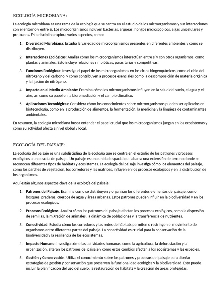 Ecología Microbiana y del Paisaje | PDF | Sustentabilidad | Entorno natural
