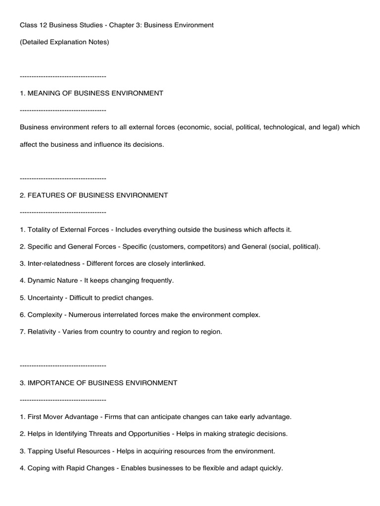 Class12 BST Chapter3 Detailed Notes | PDF | Economies | Business