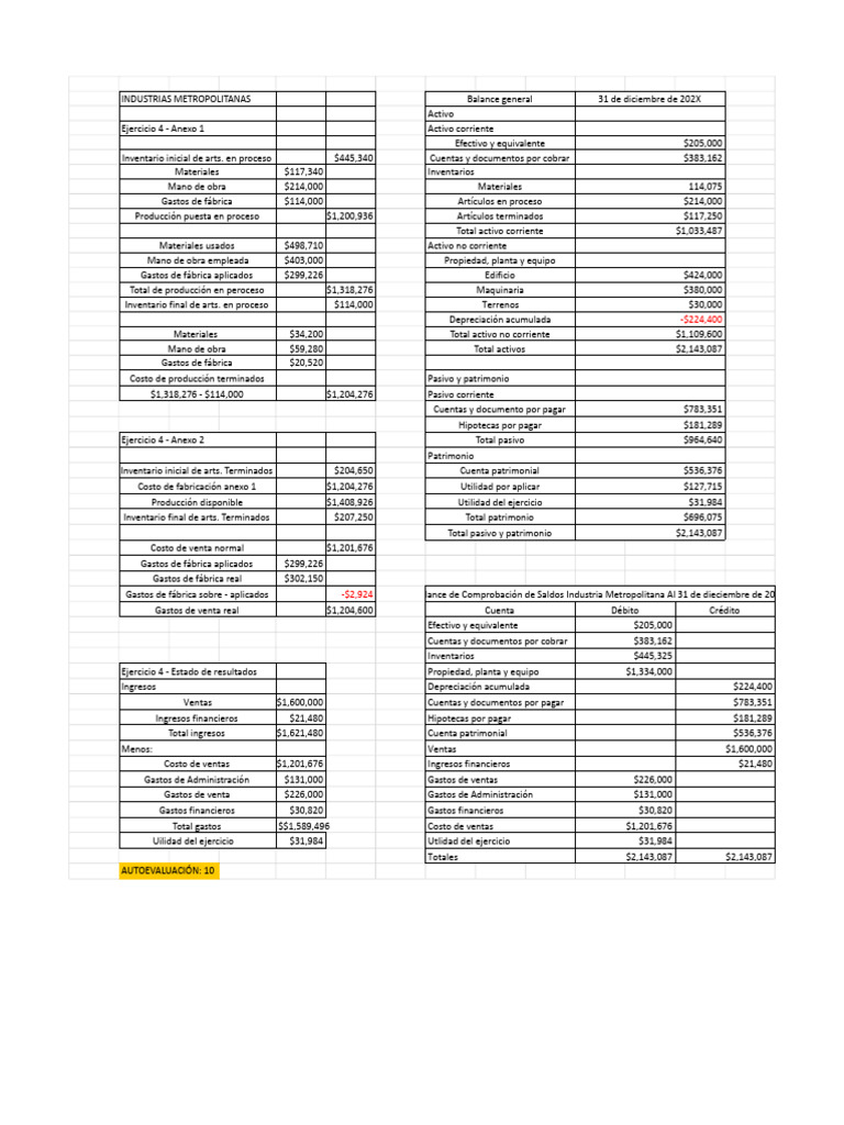 Balance General y Resultados 202X | PDF | Activo fijo | Hoja de balance