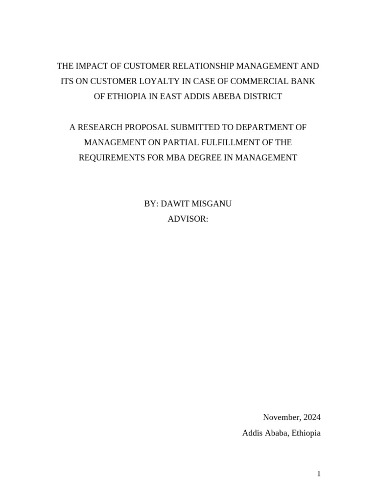 Dawit Misganu Research Proposal Frist Draft | PDF | Customer ...