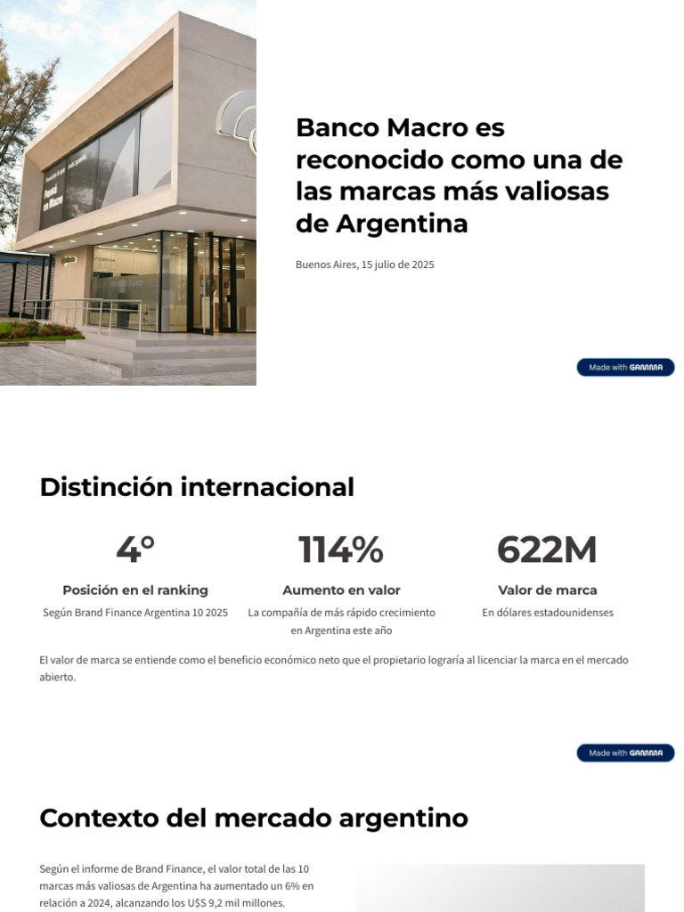 Banco Macro Es Reconocido Como Una de Las Marcas Mas Valiosas de ...