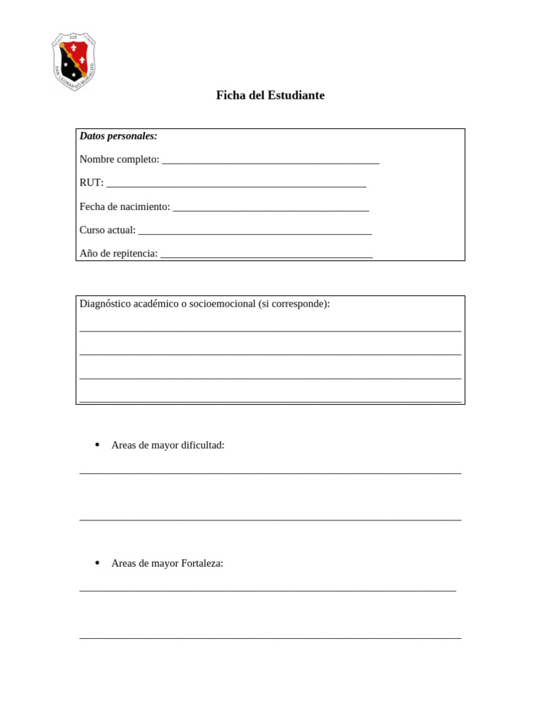 Ficha del Estudiante | PDF