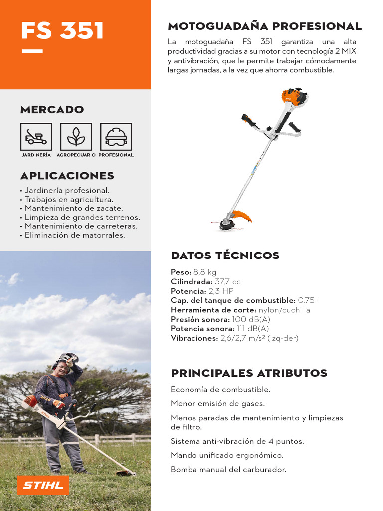 Motoguadaña Stihl FS 351: Ficha Técnica | PDF