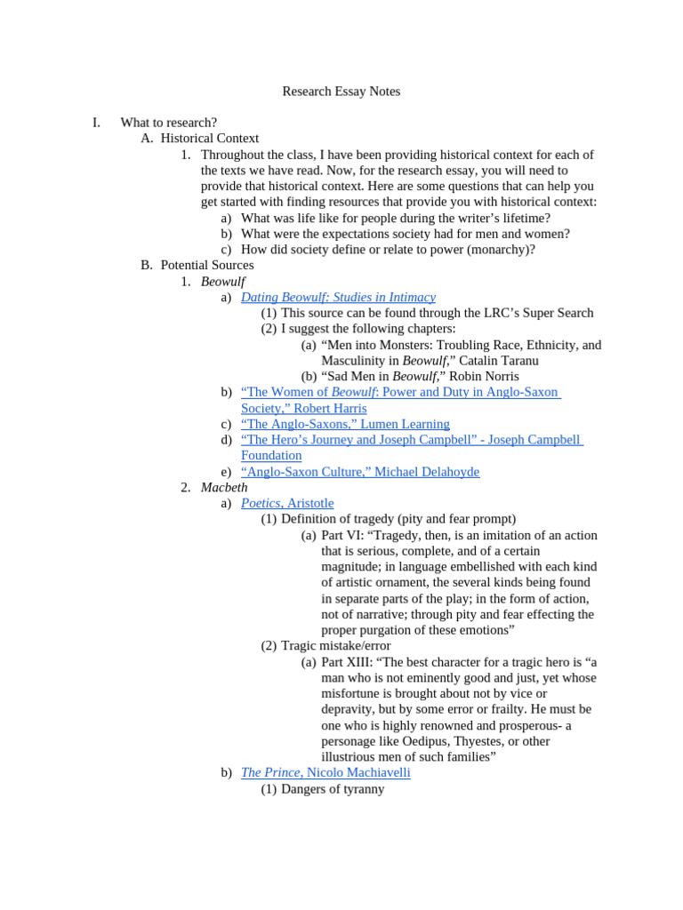 Research Essay Notes and Sources - EnGL 2322 | PDF | Paragraph