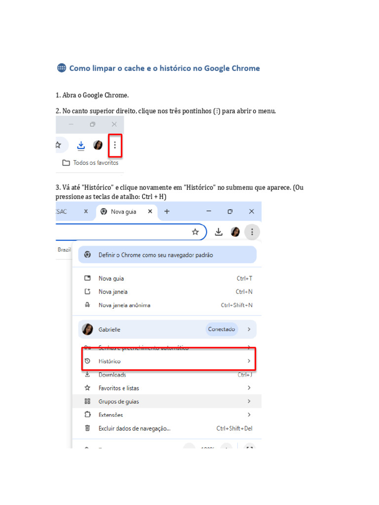 Limpar Cache e Histórico no Chrome | PDF