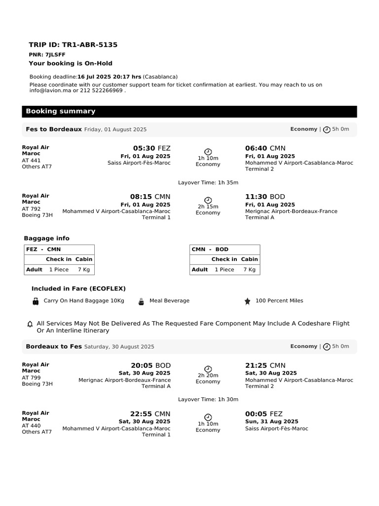 FlightItinerary TR1 ABR 5135 | PDF | Airlines | Civil Aviation