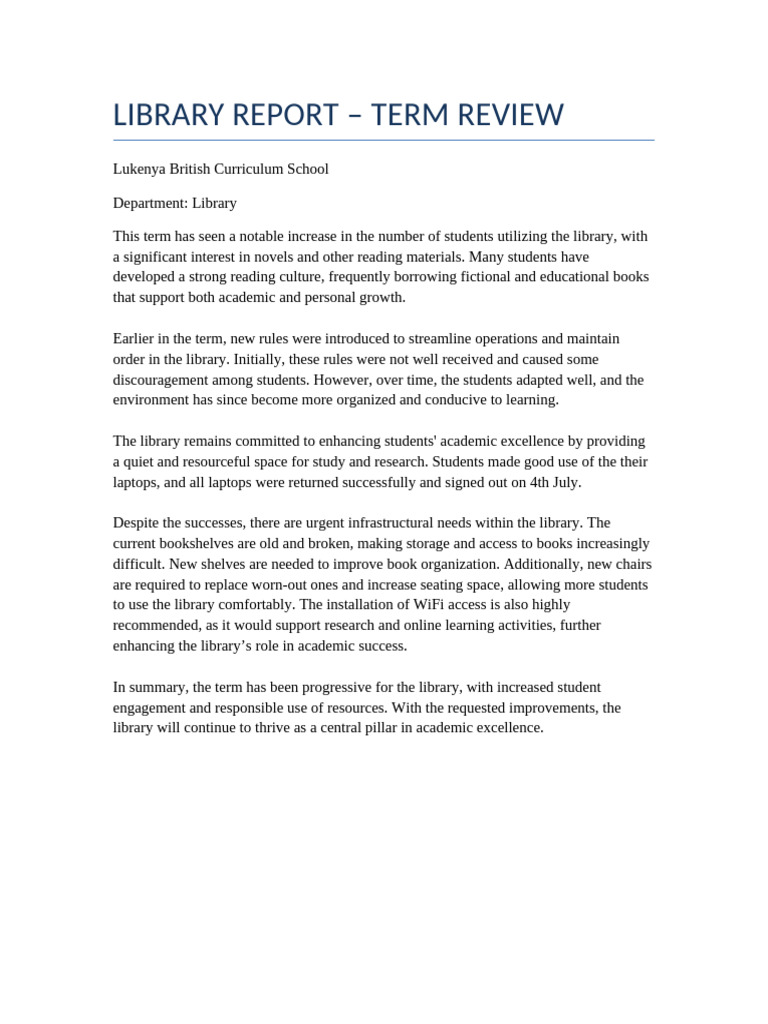Library Term Review: Student Engagement & Needs | PDF