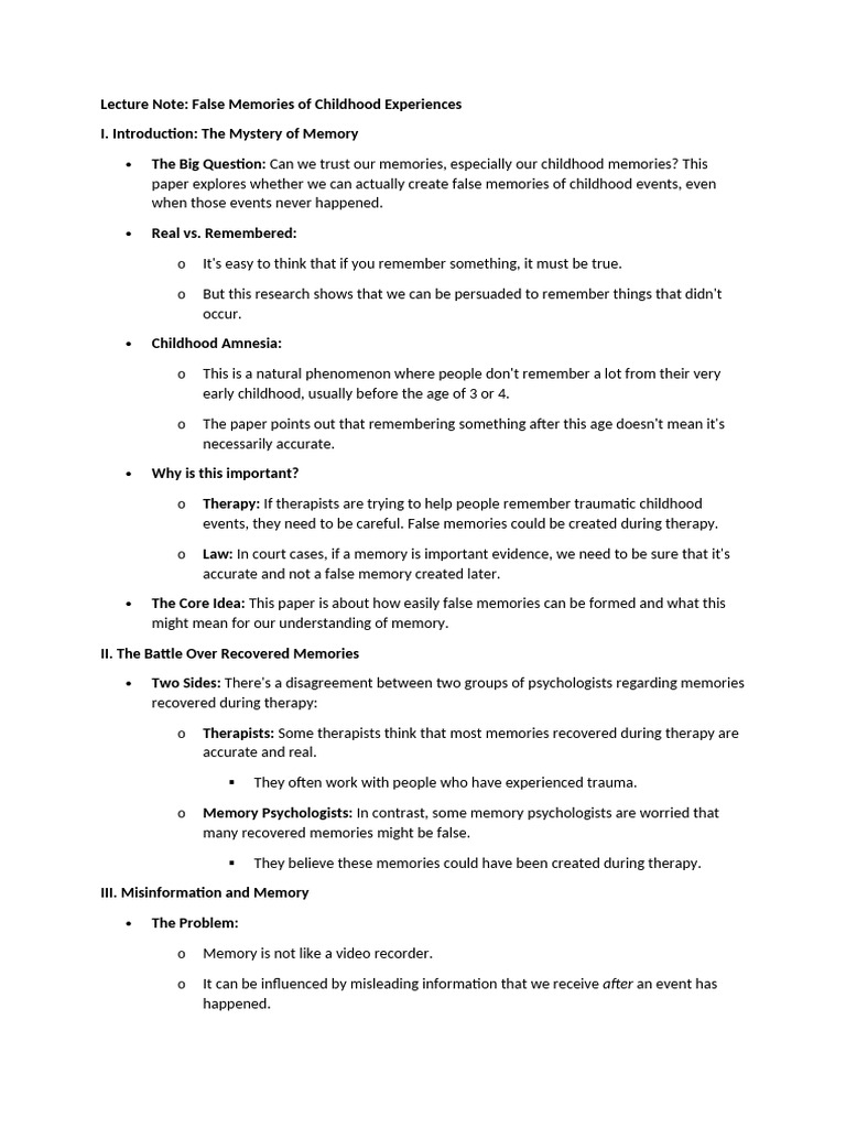 Understanding False Childhood Memories | PDF | Memory | Conformity