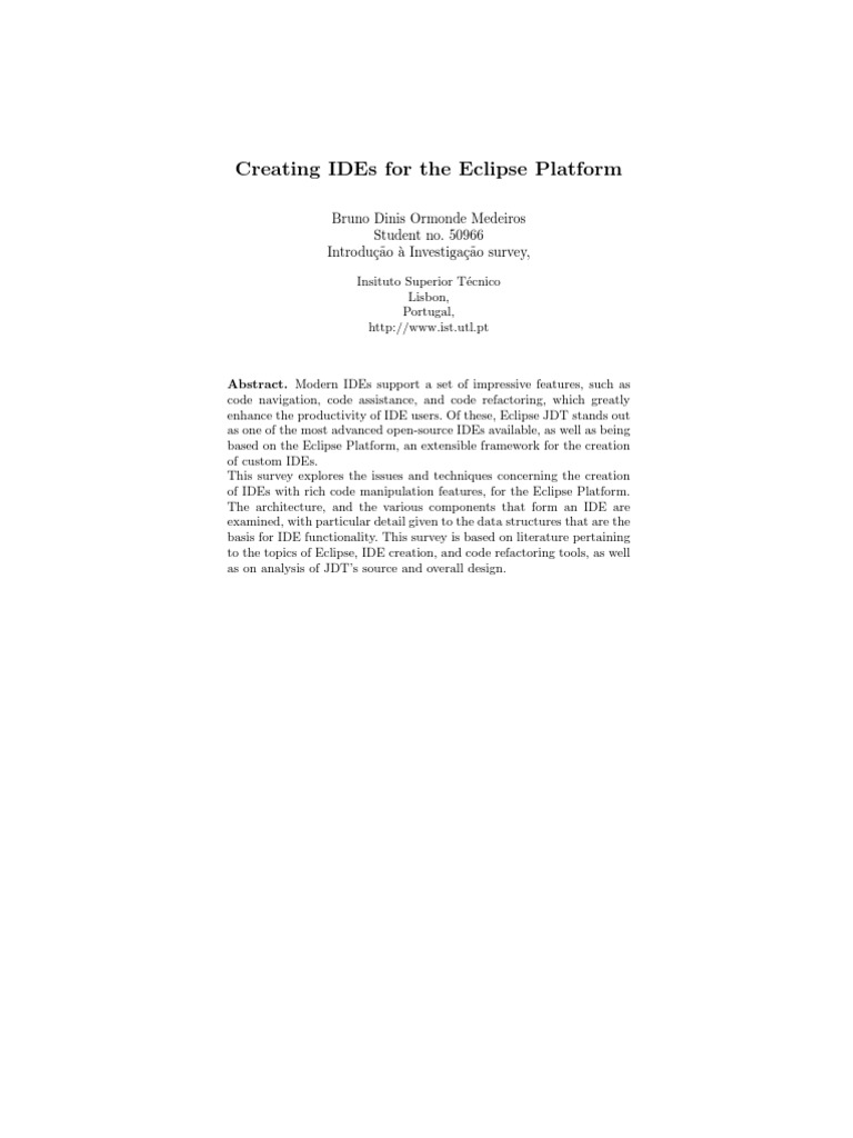 IDE Development on Eclipse Platform | PDF | Eclipse (Software) | Parsing
