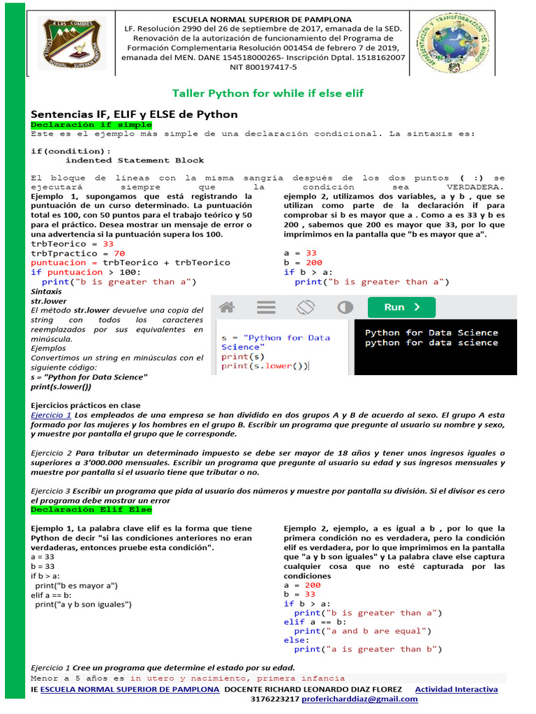 Ejercicios de Condicionales en Python | PDF | Python (lenguaje de ...