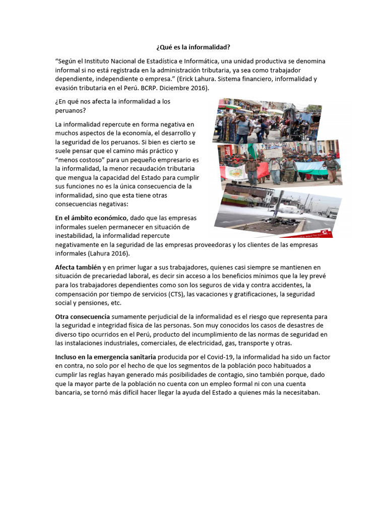 Impacto de la informalidad en Perú | PDF