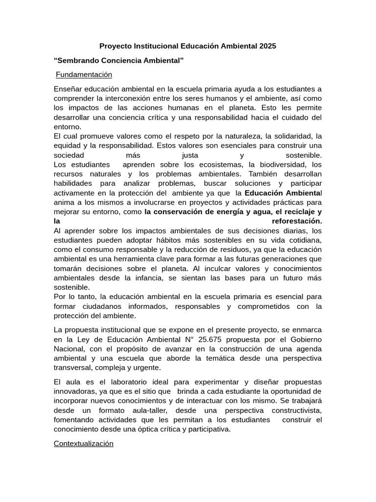 Educación Ambiental en Primaria 2025 | PDF | Sustentabilidad | Entorno ...