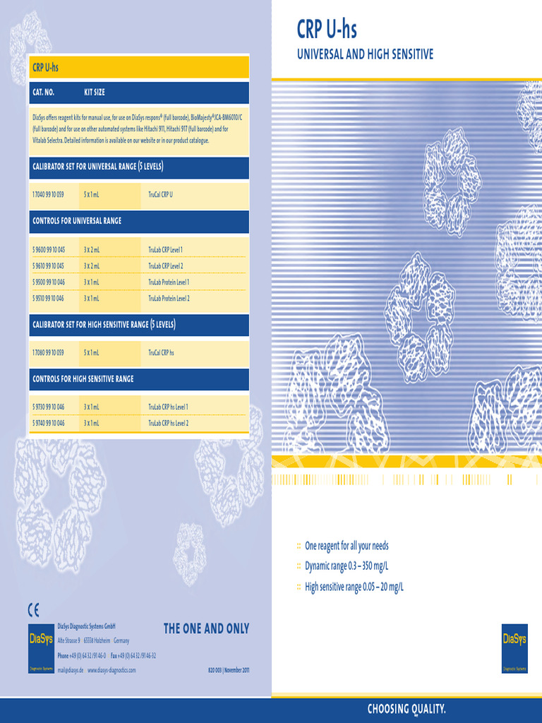 CRP U-hs Testing Reagent Overview | PDF | C Reactive Protein | Medical ...