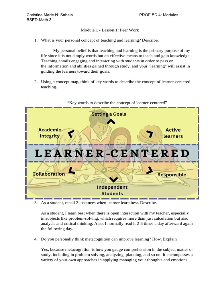 Learner-Centered Teaching Insights | PDF | Learning | Metacognition