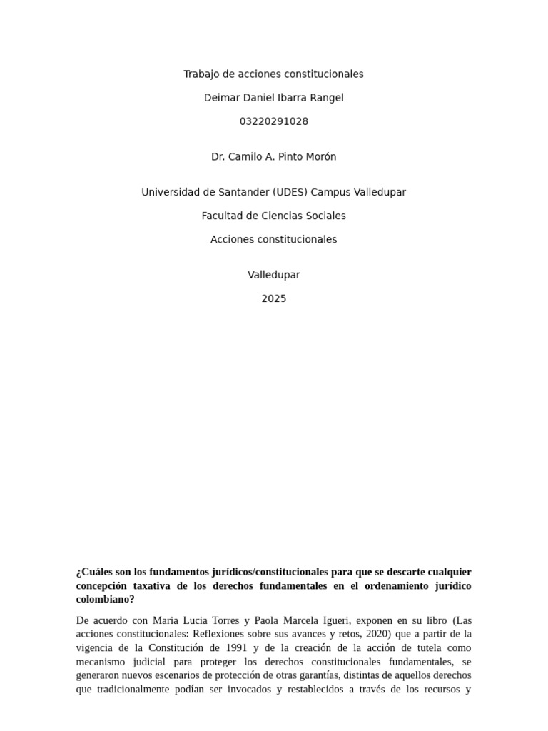 Fundamentos de Acciones Constitucionales en Colombia | PDF ...