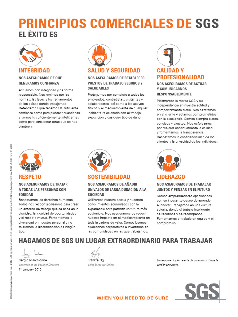 Principios Comerciales de SGS | PDF | Psicología Social