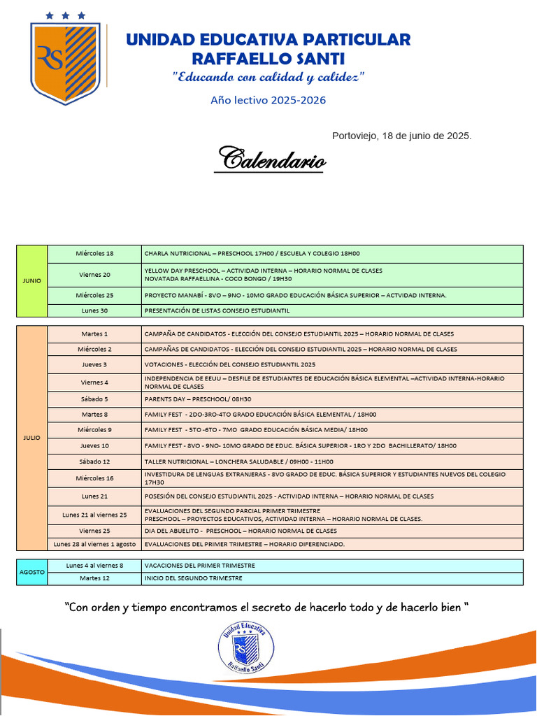 Calendario de Actividades Primer Trimestre 2025-9001750276769 | PDF ...