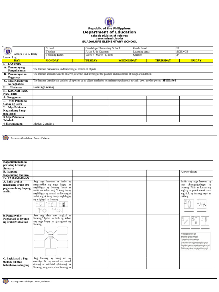 Science DLL Quarter 3 Week 4 | PDF