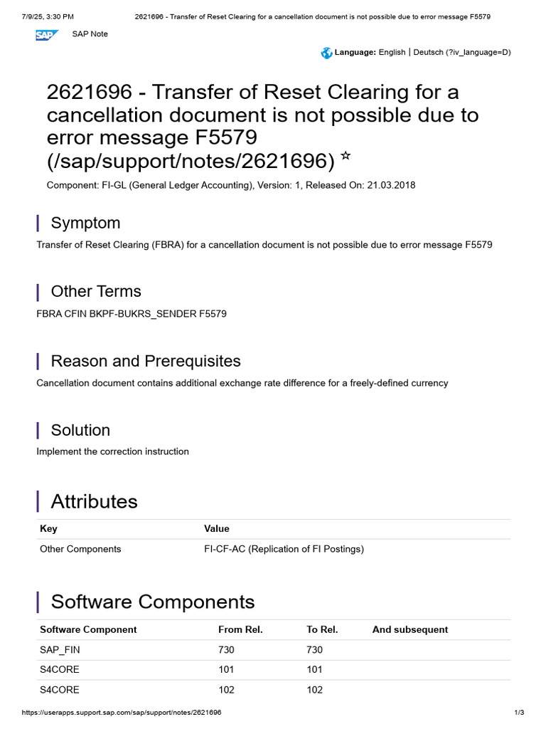 Reset Clearing Transfer Error F5579 | PDF | Computing