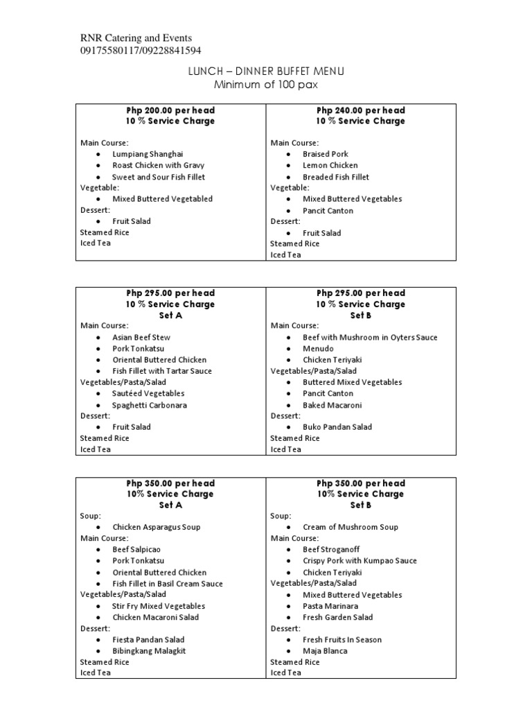 1Lunch-Dinner Buffet Menu | PDF