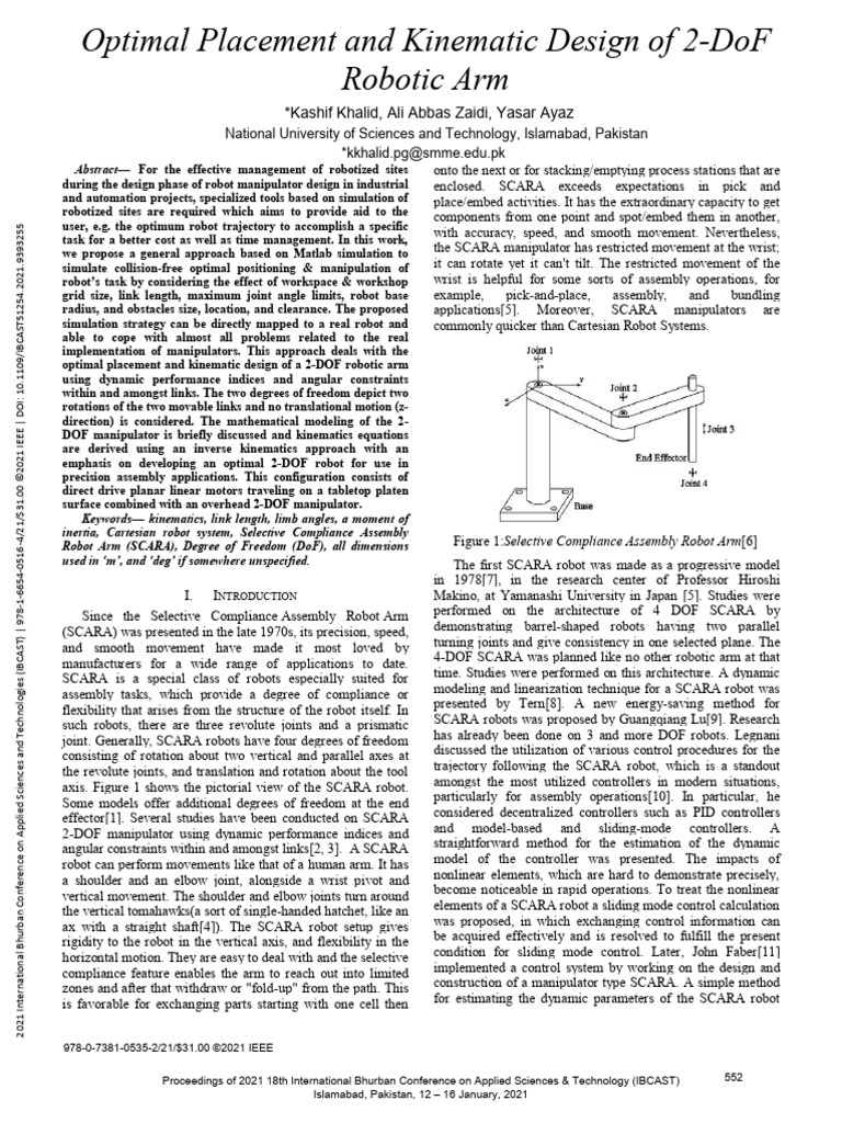 Optimal Design of 2-DoF Robotic Arm | PDF | Robotics | Automation