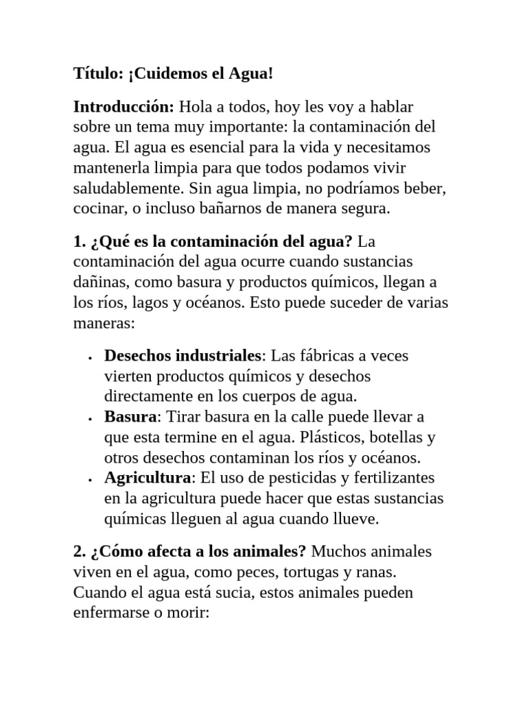 Cuidemos el Agua: Prevención y Soluciones | PDF | Residuos | Agua