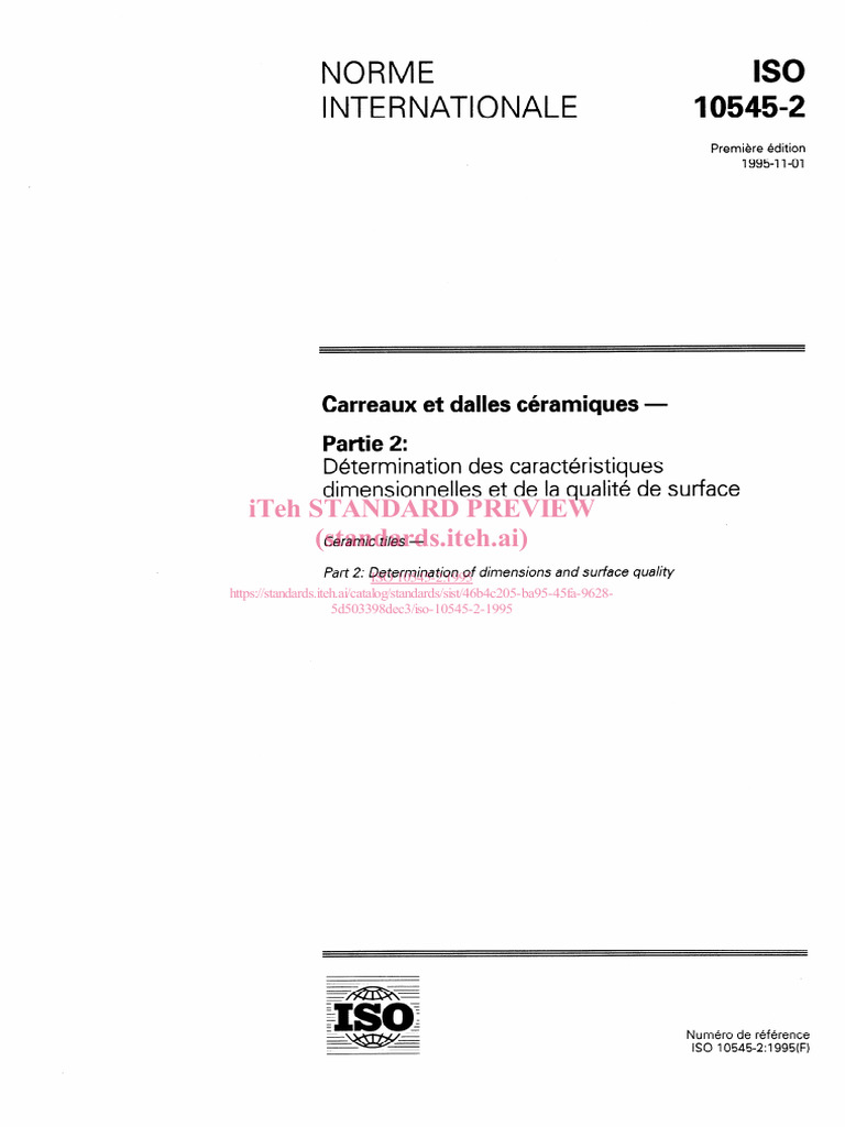 Carreaux céramiques : Norme ISO 10545-2 | PDF | Organisation ...
