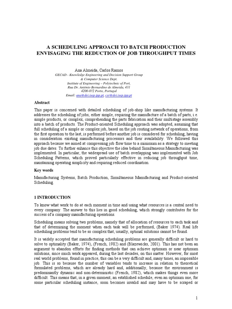 Optimizing Job Throughput in Batch Production | PDF | Scheduling ...