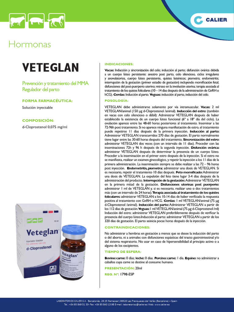 Ficha Veteglan | PDF | Parto | Reproducción humana