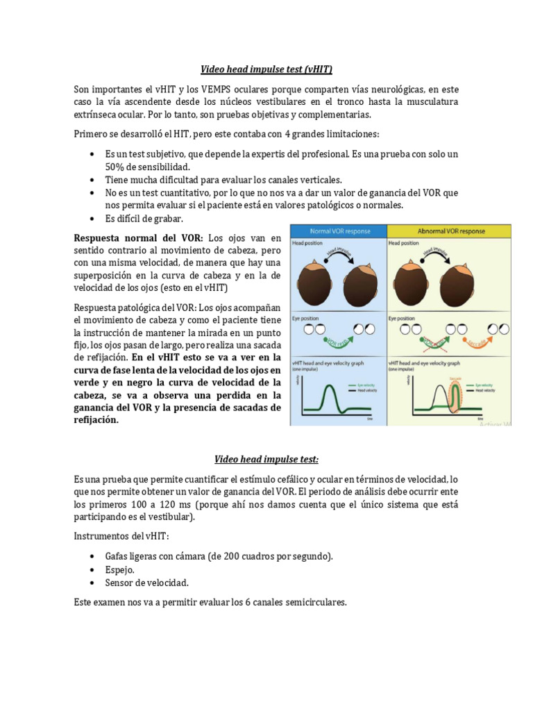 Prueba vHIT: Evaluación Vestibular | PDF