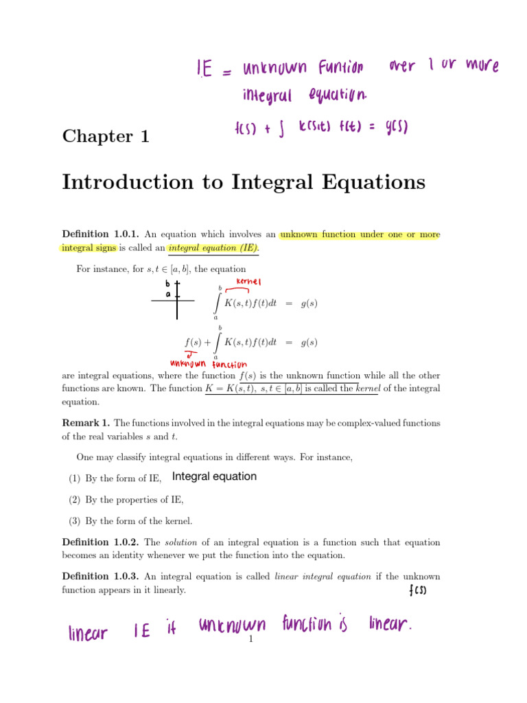 Linear Integral Equation Overview | PDF | Integral Equation | Teaching ...