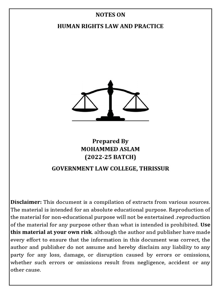 Notes On Human Rights by Mohammed Notes For LLB Students Aslam | PDF ...