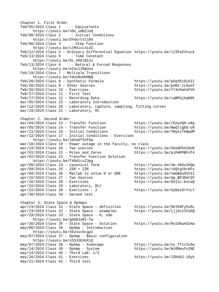 First and Second Order Systems Classes | PDF | Ordinary Differential ...