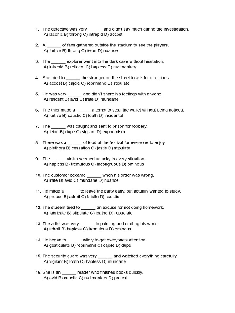 Vocabulary Quiz with Contextual Clues | PDF | Chess Openings | Chess