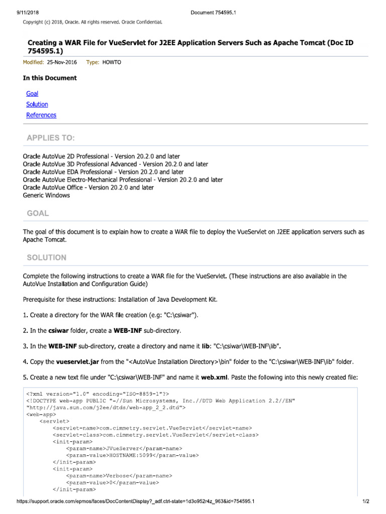 Creating A WAR File For VueServlet For J2EE Application Servers Such As ...