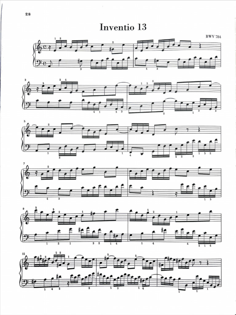 J.S. Bach Invention 13 in A Minor | PDF