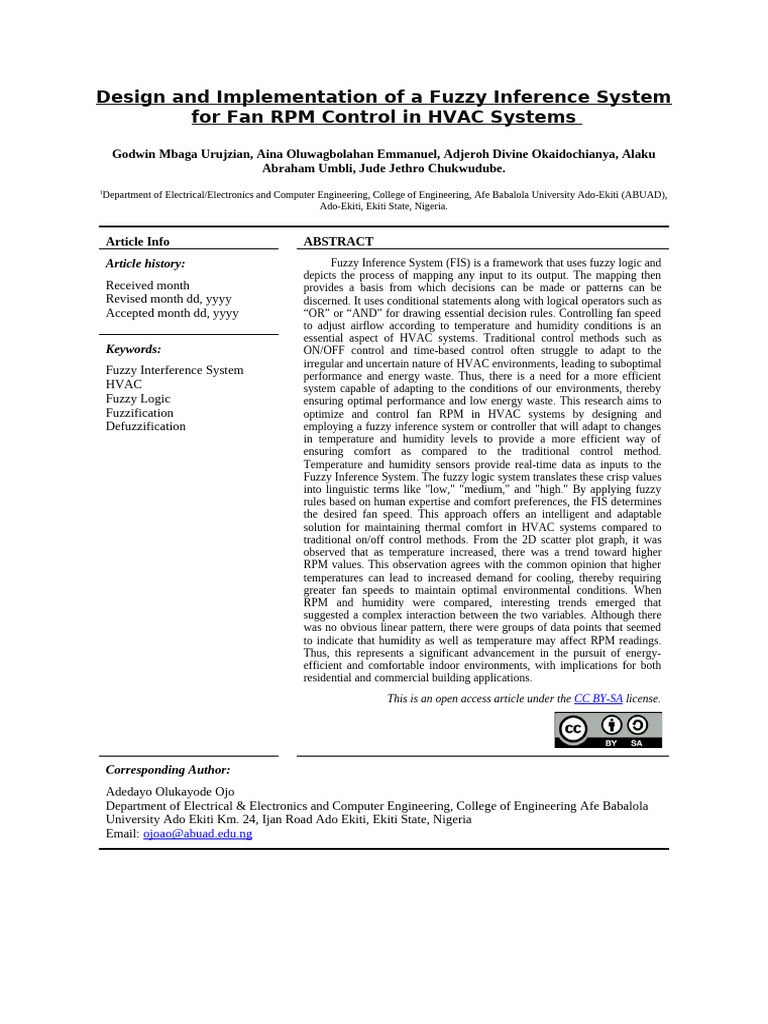 Fuzzy Logic Fan Control in HVAC Systems | PDF | Fuzzy Logic