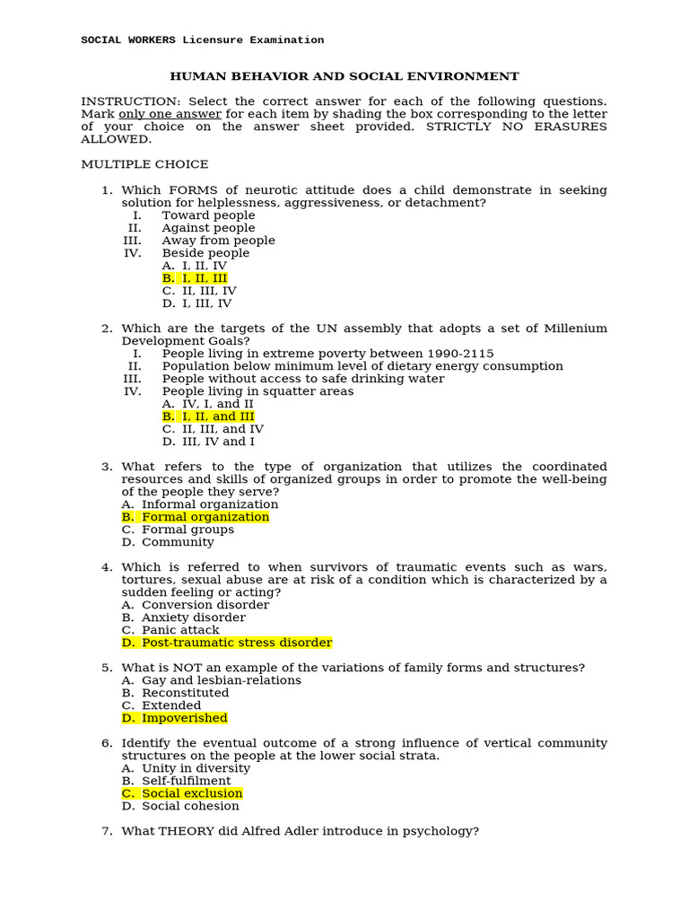 Social Work Licensure Exam: Human Behavior | PDF | Psychoanalysis ...
