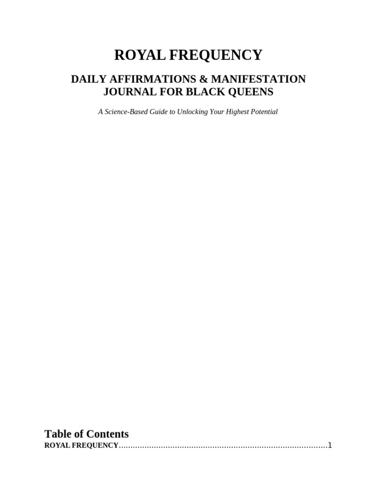 Final Draft Royal Frequency | PDF | Perfectionism (Psychology) | Happiness