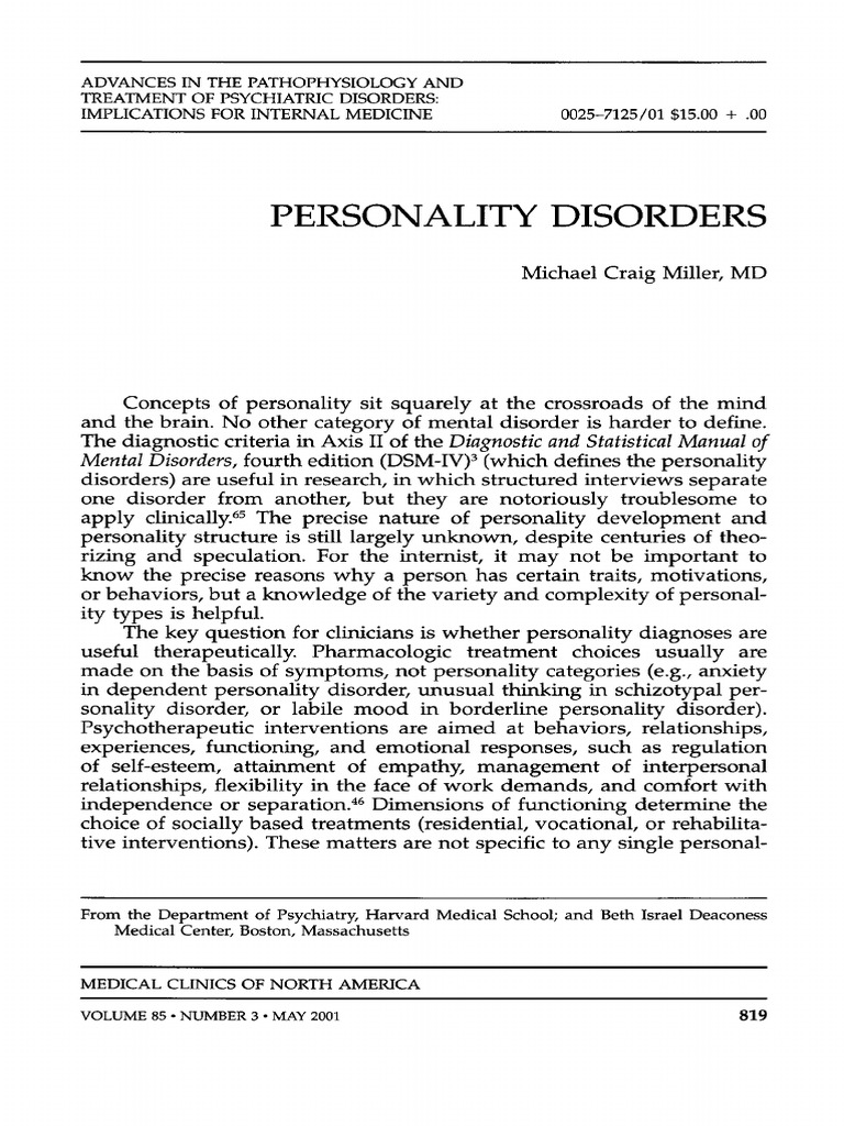 Understanding Personality Disorders in Medicine | PDF | Personality ...
